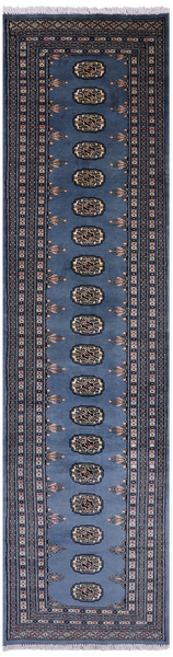 Blue Bokhara Hand Knotted Wool Runner Rug - 2' 6" X 9' 10"