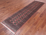 Pink Signed Bokhara Handmade Wool Runner Rug - 2' 8" X 9' 6"