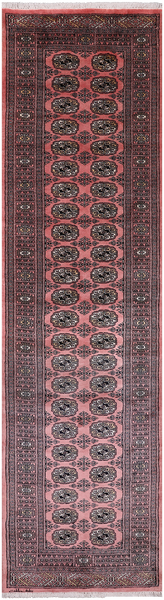 Pink Signed Bokhara Handmade Wool Runner Rug - 2' 8" X 9' 6"