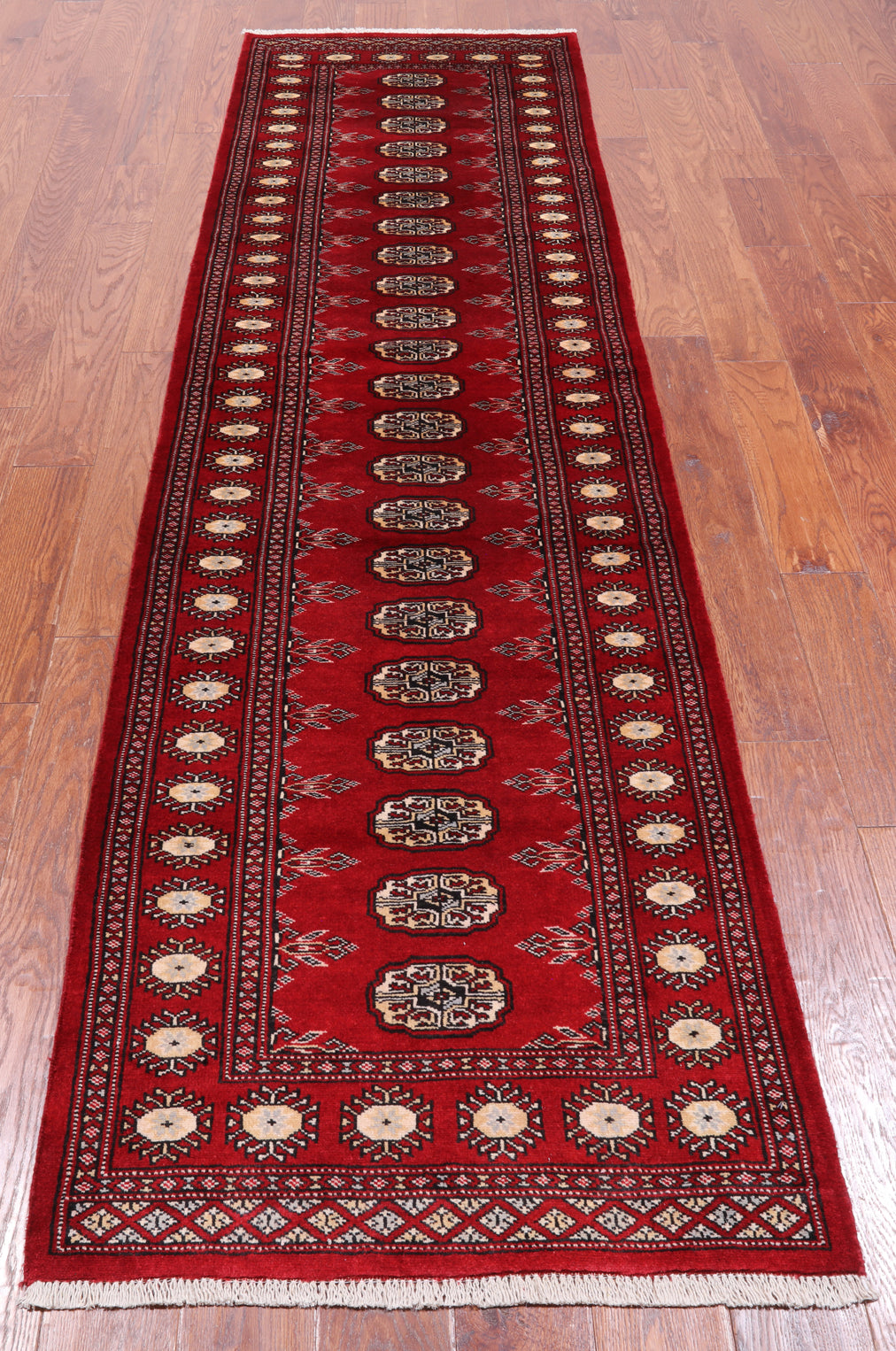 Red Bokhara Handmade Wool Runner Rug - 2' 7" X 9' 6"