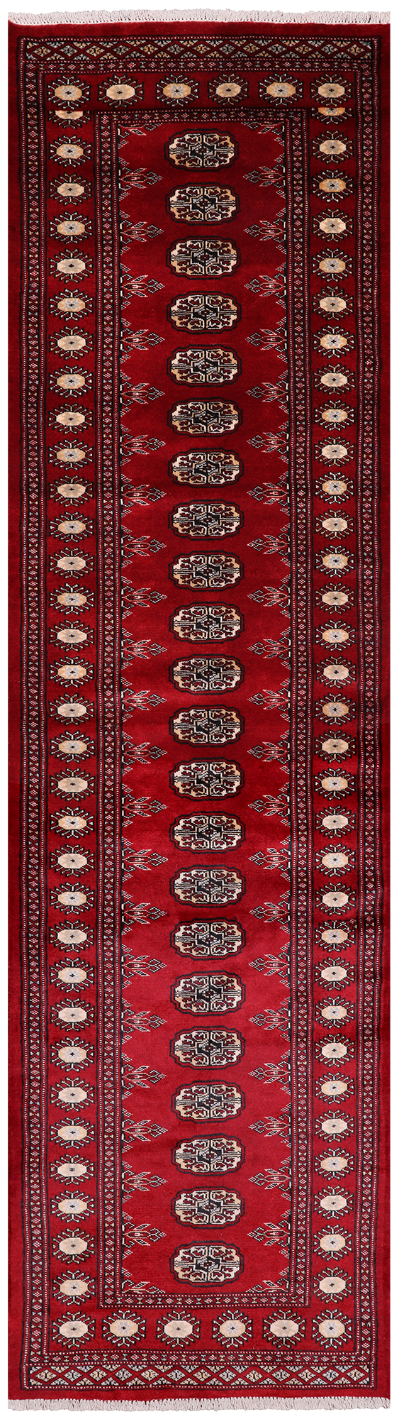 Red Bokhara Handmade Wool Runner Rug - 2' 7" X 9' 6"