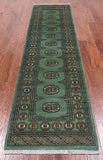 Green Bokhara Handmade Wool Runner Rug - 2' 6" X 9' 9"