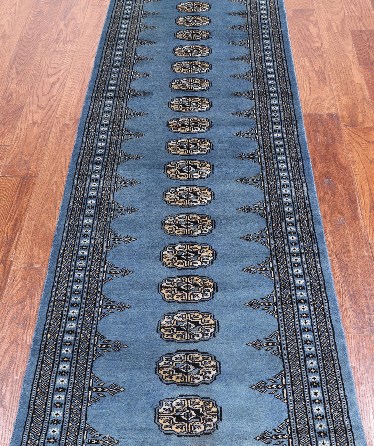 Blue Bokhara Hand Knotted Wool Runner Rug - 2' 7" X 9' 11"