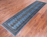 Blue Bokhara Hand Knotted Wool Runner Rug - 2' 7" X 9' 11"