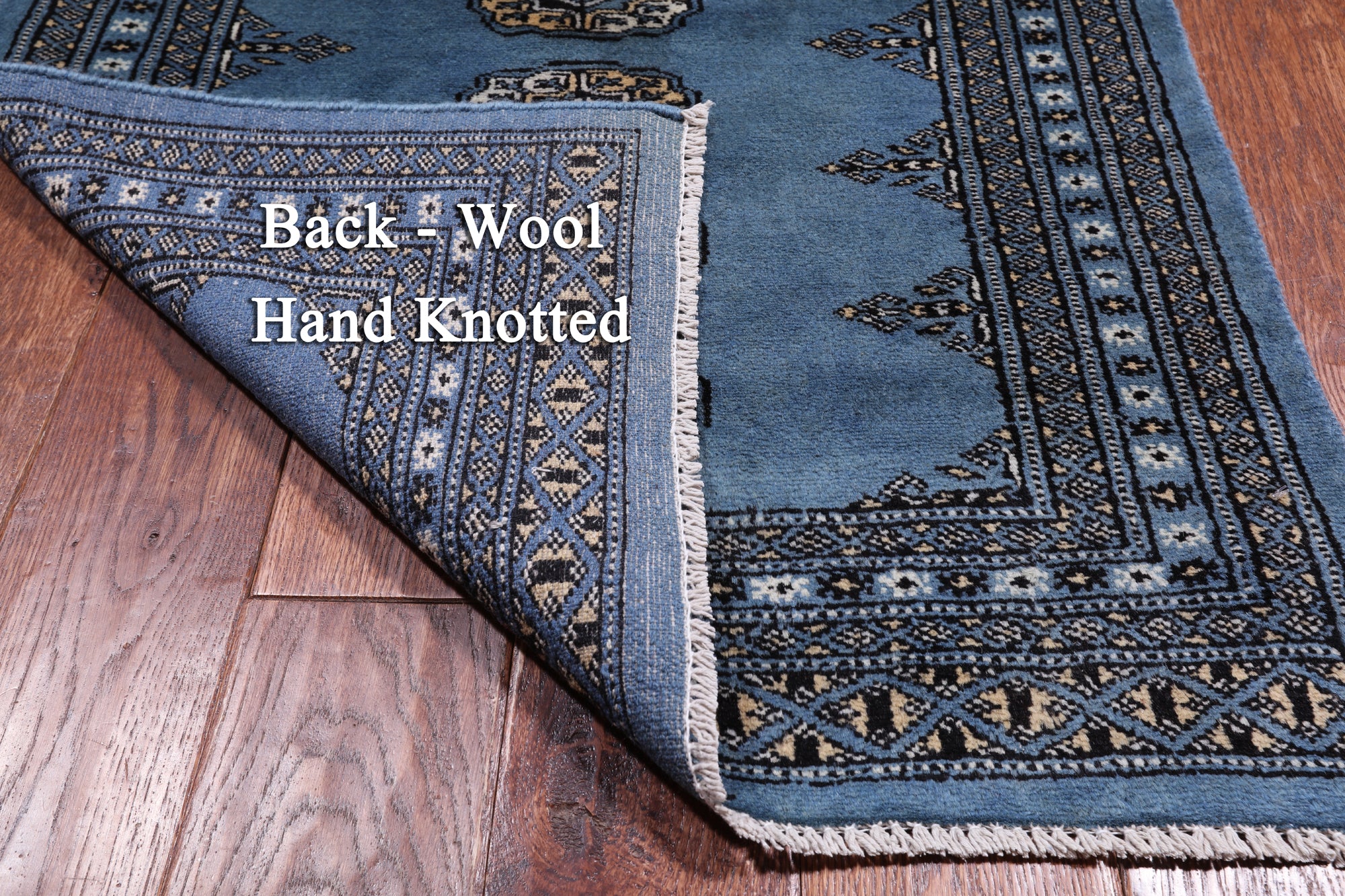 Blue Bokhara Hand Knotted Wool Runner Rug - 2' 7" X 9' 11"