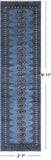 Blue Bokhara Hand Knotted Wool Runner Rug - 2' 7" X 9' 11"