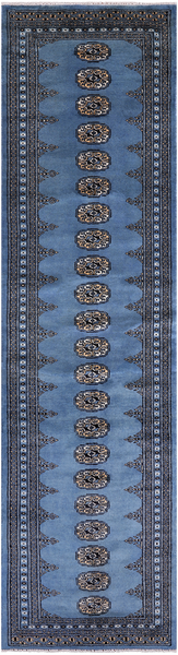 Blue Bokhara Hand Knotted Wool Runner Rug - 2' 7" X 9' 11"