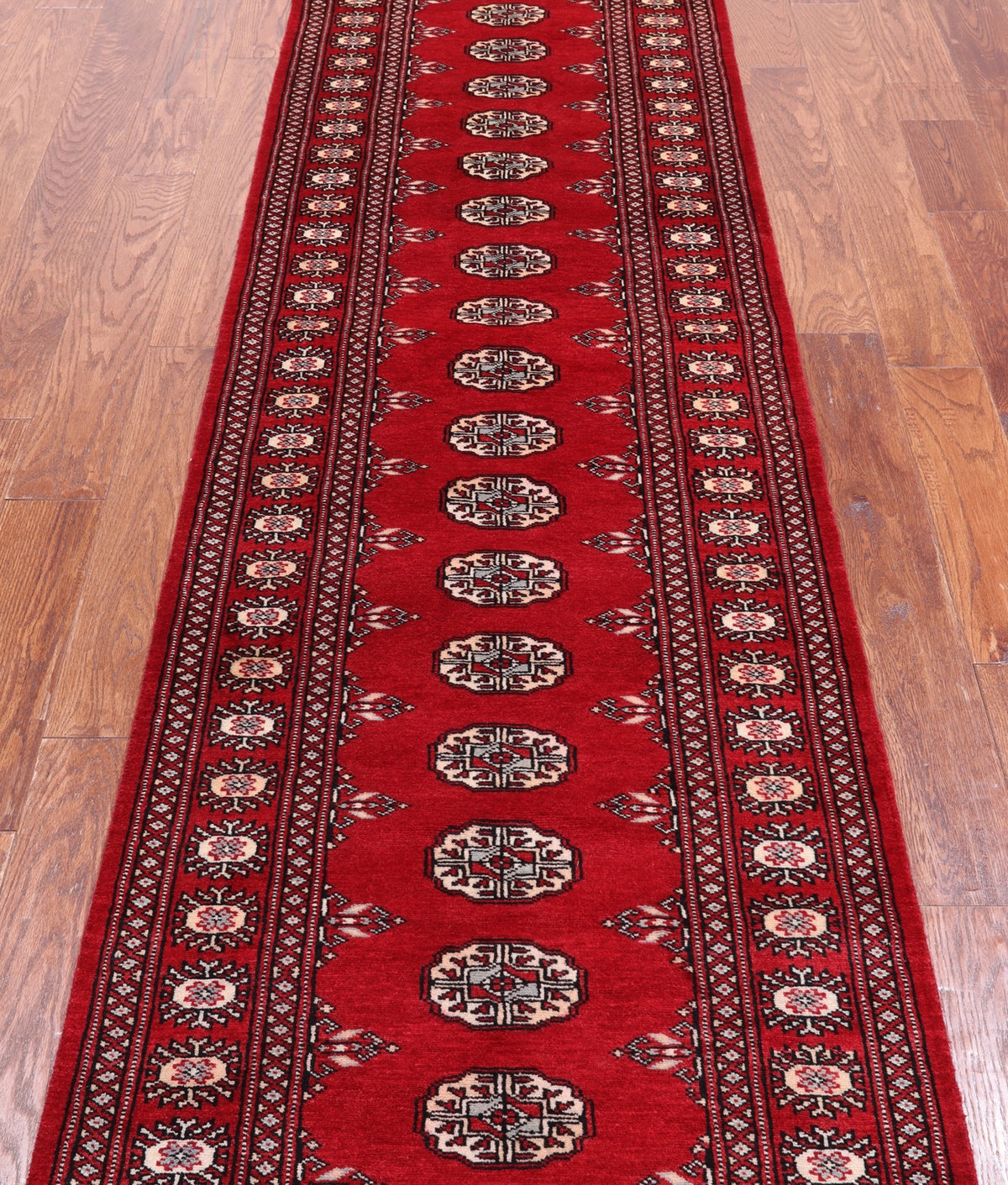 Red Bokhara Handmade Wool Runner Rug - 2' 7" X 9' 11"