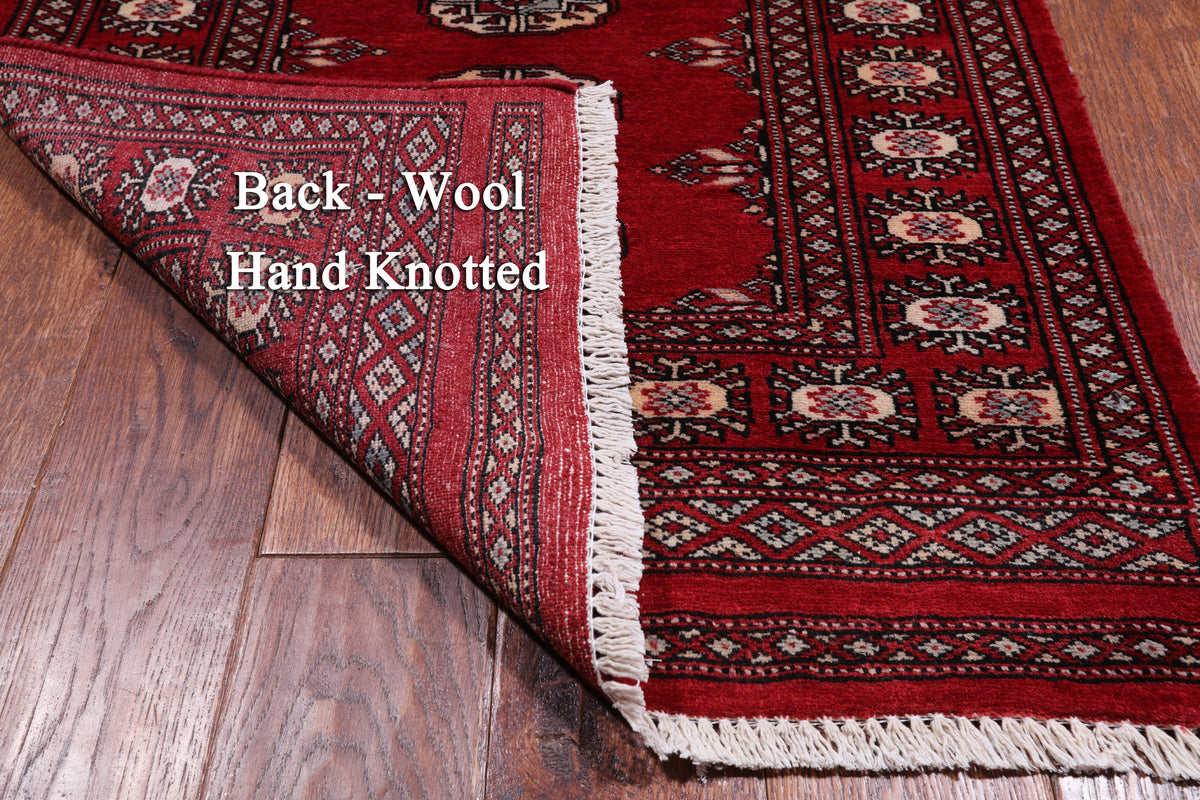 Red Bokhara Handmade Wool Runner Rug - 2' 7" X 9' 11"