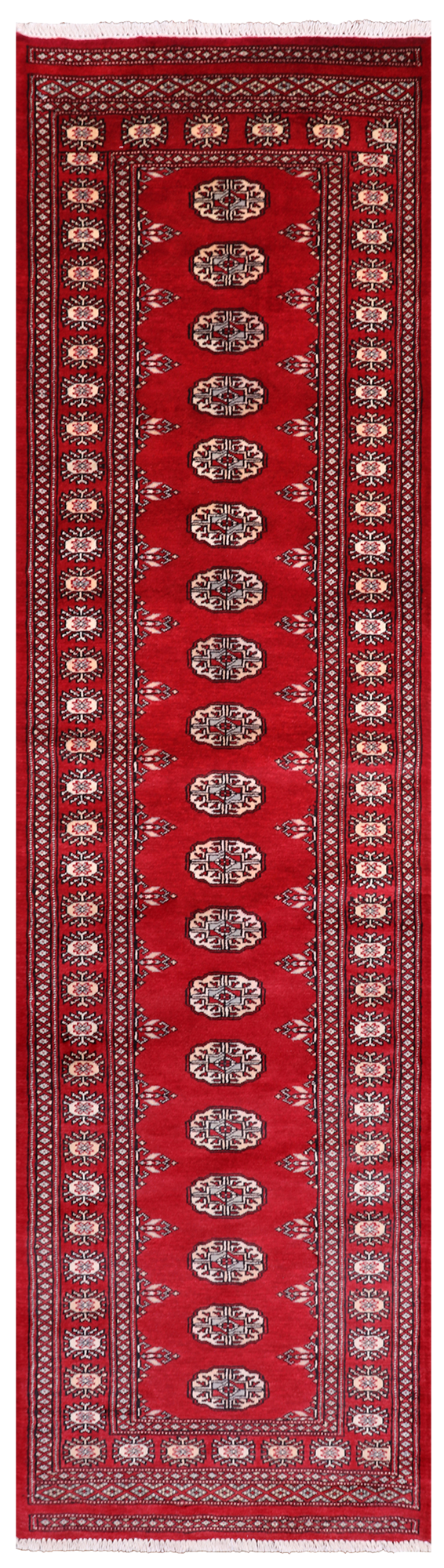 Red Bokhara Handmade Wool Runner Rug - 2' 7" X 9' 11"