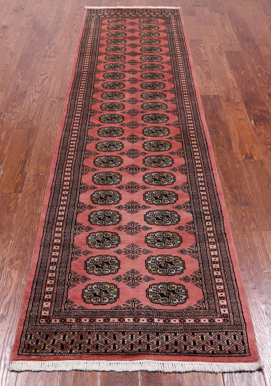 Pink Bokhara Hand Knotted Wool Runner Rug - 2' 7" X 9' 10"