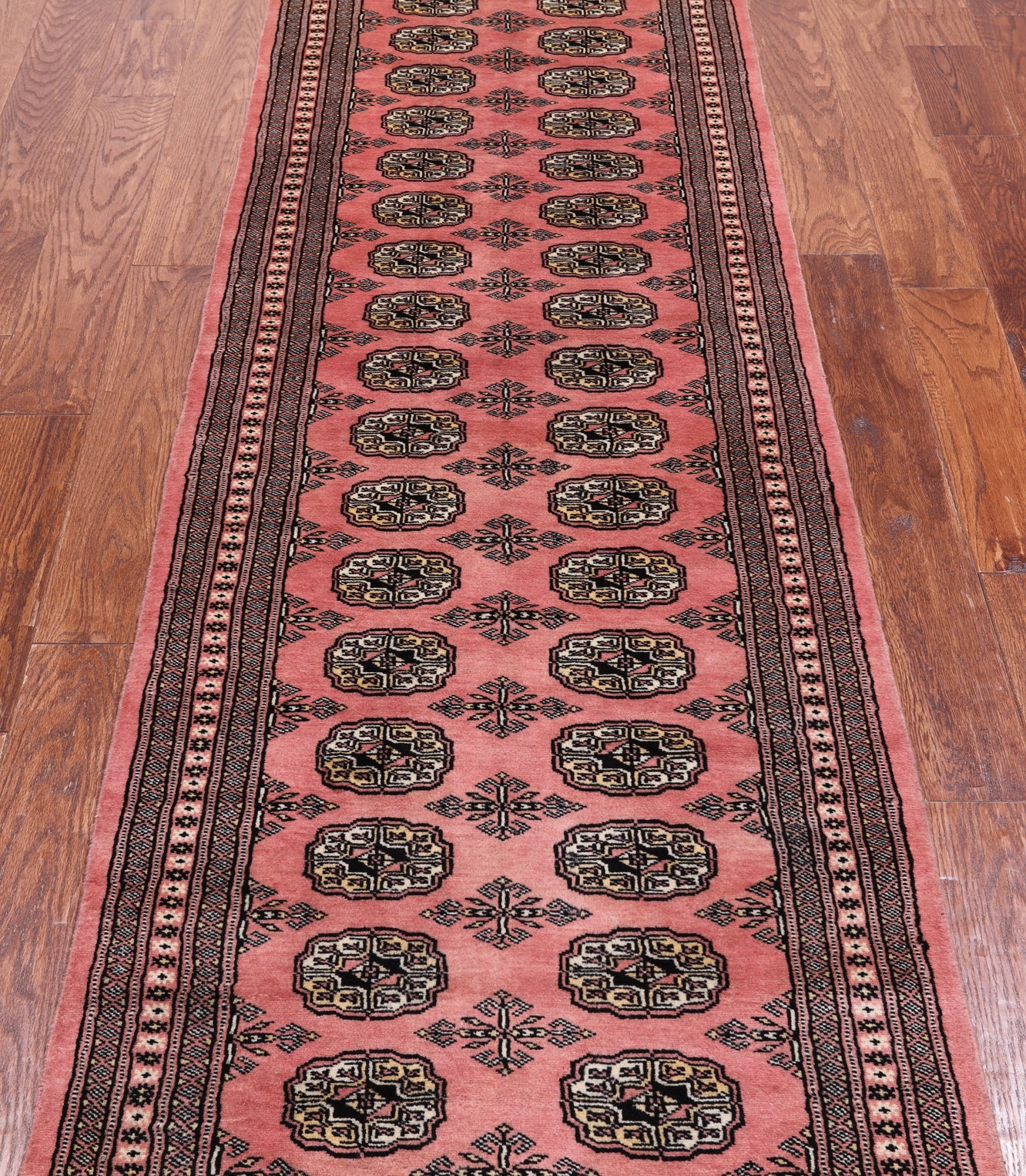 Pink Bokhara Hand Knotted Wool Runner Rug - 2' 7" X 9' 10"