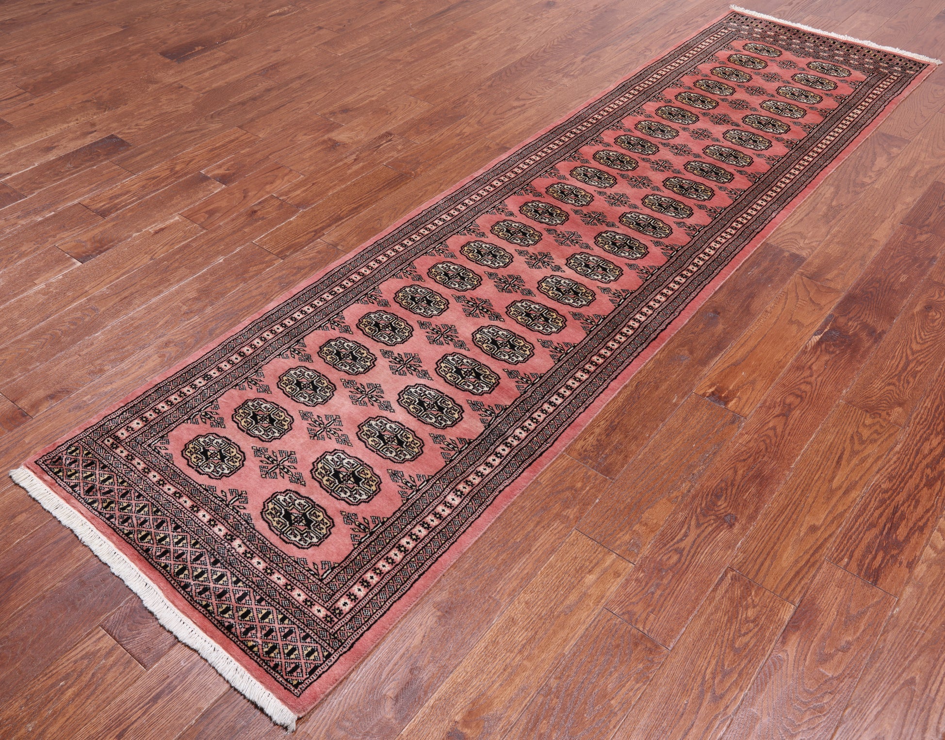 Pink Bokhara Hand Knotted Wool Runner Rug - 2' 7" X 9' 10"