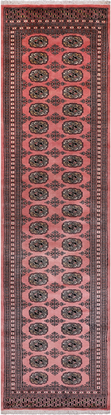 Pink Bokhara Hand Knotted Wool Runner Rug - 2' 7" X 9' 10"