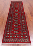 Red Bokhara Hand-Knotted Wool Runner Rug - 2' 6" X 9' 9"