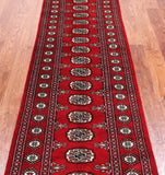 Red Bokhara Hand-Knotted Wool Runner Rug - 2' 6" X 9' 9"