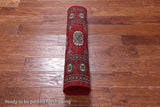 Red Bokhara Hand-Knotted Wool Runner Rug - 2' 6" X 9' 9"