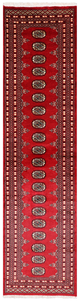 Red Bokhara Handmade Wool Runner Rug - 2' 6" X 10' 0"