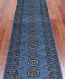 Blue Bokhara Hand Knotted Wool Runner Rug - 2' 6" X 10' 0"