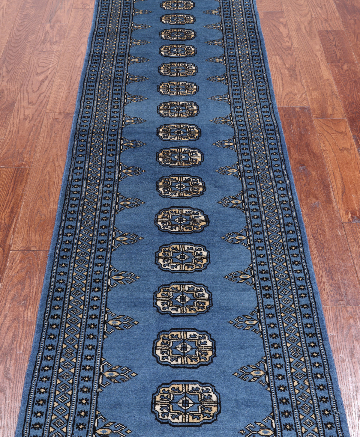Blue Bokhara Hand Knotted Wool Runner Rug - 2' 6" X 10' 0"