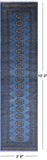 Blue Bokhara Hand Knotted Wool Runner Rug - 2' 6" X 10' 0"