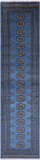 Blue Bokhara Hand Knotted Wool Runner Rug - 2' 6" X 10' 0"