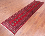 Red Bokhara Hand Knotted Wool Runner Rug - 2' 7" X 10' 3"