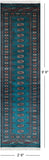 Green Bokhara Hand-Knotted Wool Runner Rug - 2' 6" X 9' 6"