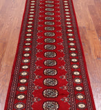 Red Bokhara Hand-Knotted Wool Runner Rug - 2' 7" X 10' 1"