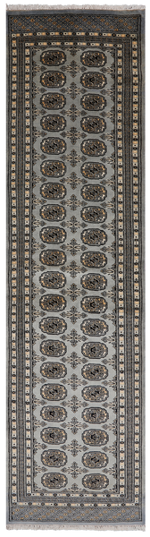 Grey Bokhara Handmade Wool Runner Rug - 2' 8" X 9' 9"