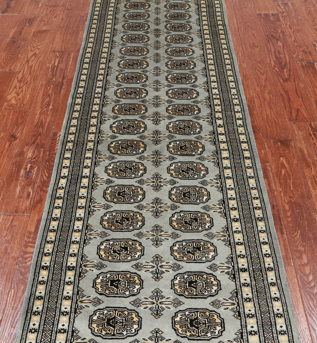 Grey Bokhara Handmade Wool Runner Rug - 2' 8" X 9' 9"