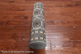 Grey Bokhara Handmade Wool Runner Rug - 2' 8" X 9' 9"