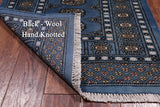 Blue Bokhara Hand Knotted Wool Runner Rug - 2' 7" X 9' 8"