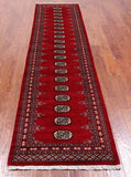 Red Bokhara Hand Knotted Wool Runner Rug - 2' 6" X 9' 10"