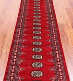 Red Bokhara Hand Knotted Wool Runner Rug - 2' 6" X 9' 10"