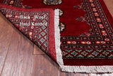 Red Bokhara Hand Knotted Wool Runner Rug - 2' 6" X 9' 10"
