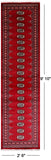 Red Bokhara Hand Knotted Wool Runner Rug - 2' 6" X 9' 10"