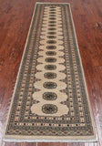 Ivory Bokhara Hand Knotted Wool Runner Rug - 2' 7" X 9' 10"