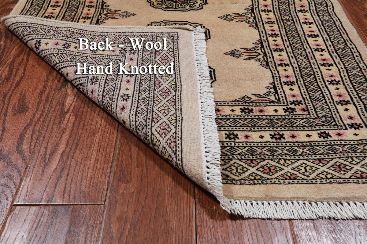 Ivory Bokhara Hand Knotted Wool Runner Rug - 2' 7" X 9' 10"