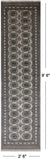Grey Bokhara Hand Knotted Wool Runner Rug - 2' 6" X 9' 6"