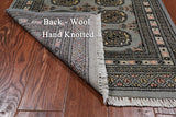 Grey Bokhara Hand Knotted Wool Runner Rug - 2' 6" X 9' 6"