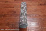 Grey Bokhara Hand Knotted Wool Runner Rug - 2' 6" X 9' 6"