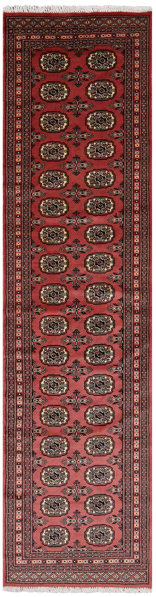 Pink Bokhara Hand-Knotted Wool Runner Rug - 2' 6" X 9' 9"