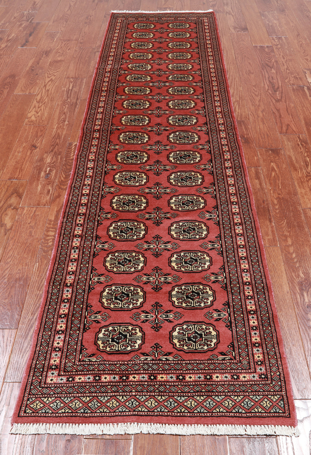 Pink Bokhara Hand-Knotted Wool Runner Rug - 2' 6" X 9' 9"