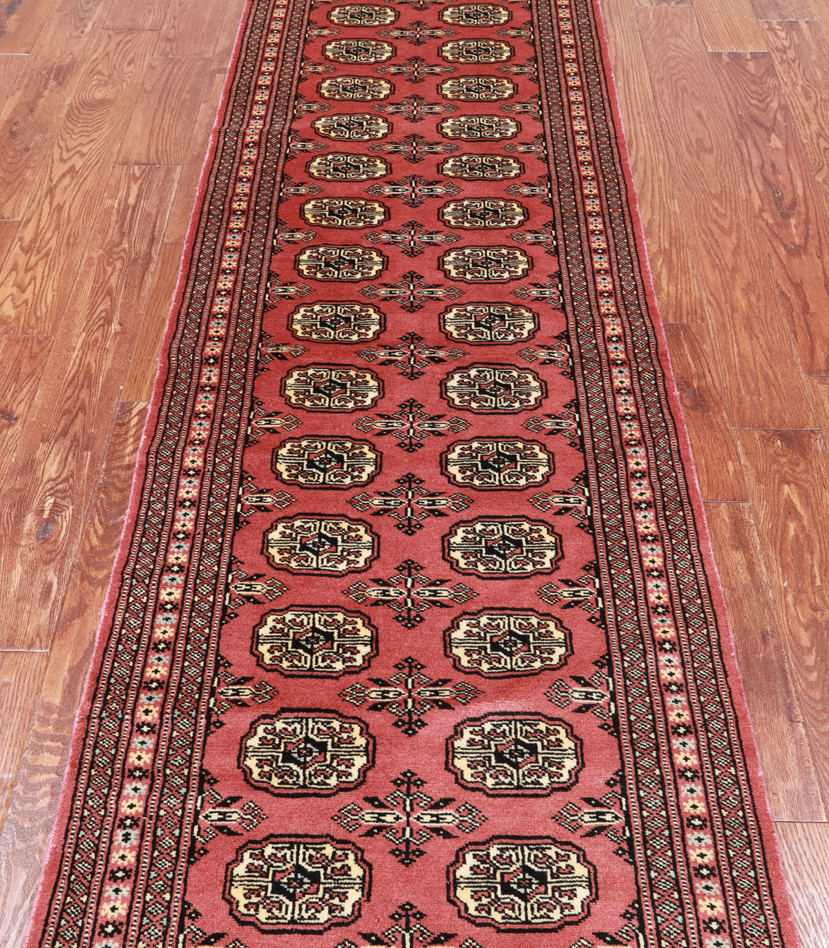 Pink Bokhara Hand-Knotted Wool Runner Rug - 2' 6" X 9' 9"