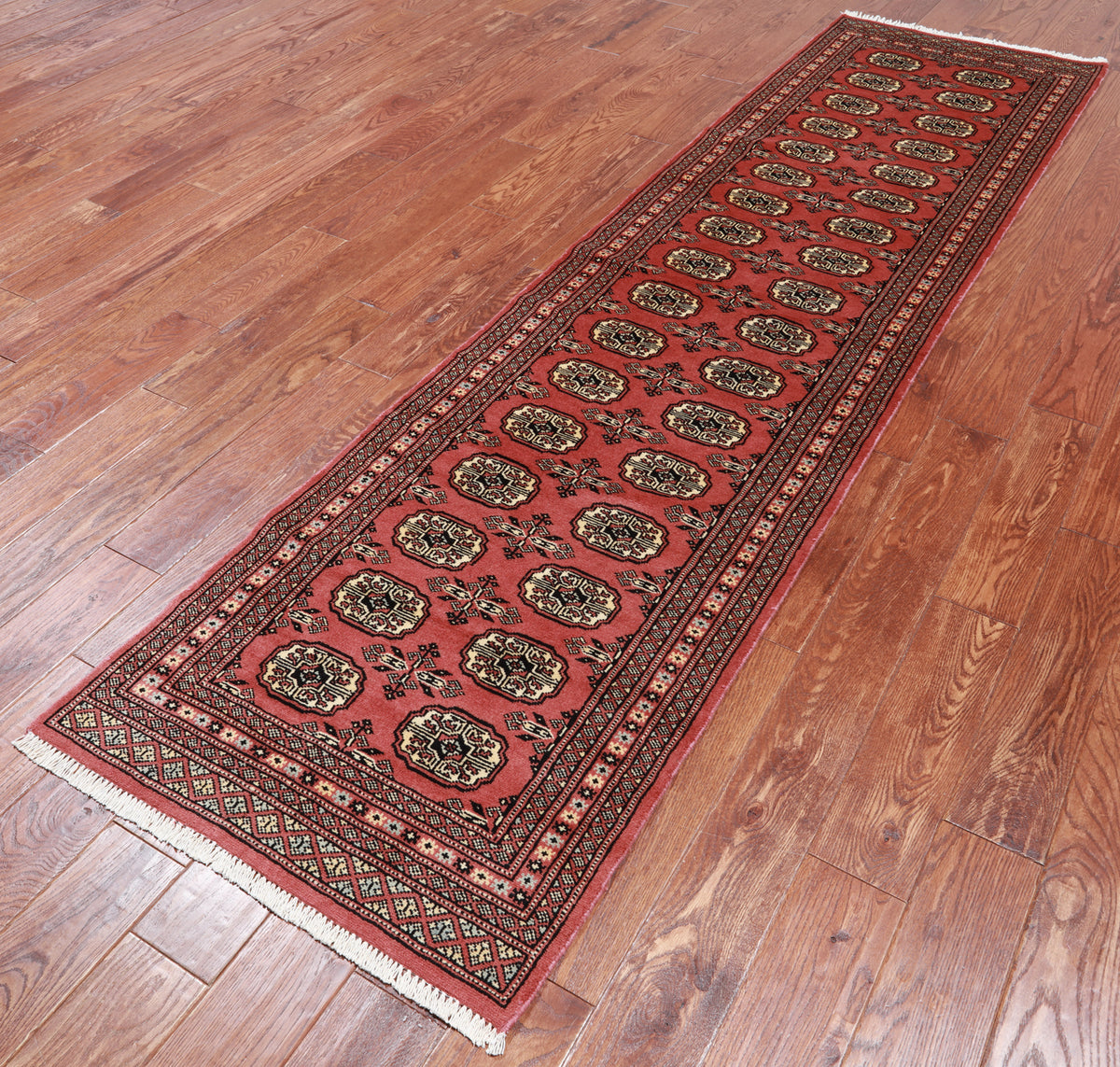 Pink Bokhara Hand-Knotted Wool Runner Rug - 2' 6" X 9' 9"