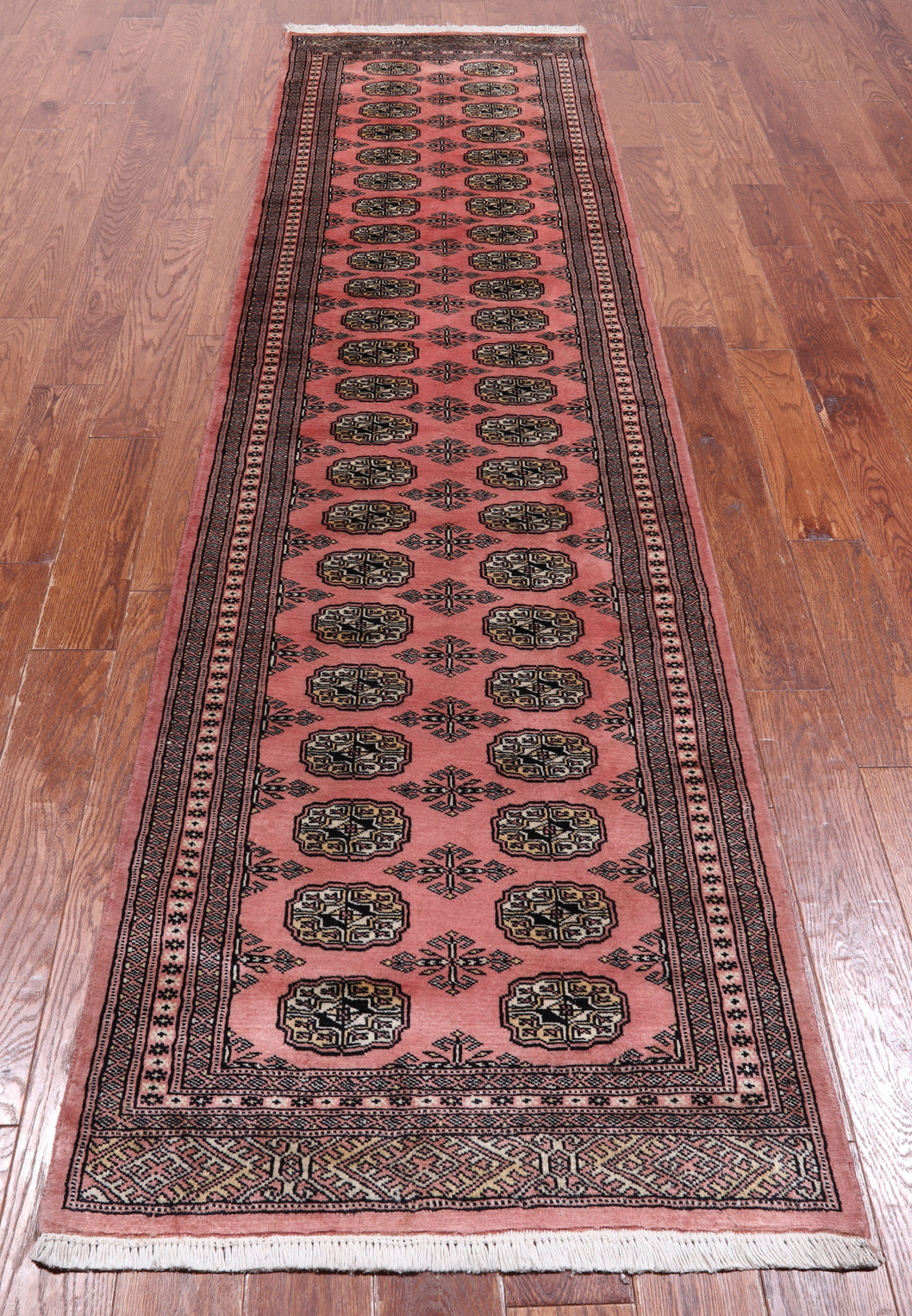 Pink Bokhara Handmade Wool Runner Rug - 2' 8" X 10' 2"