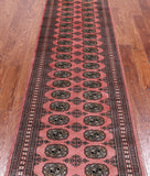 Pink Bokhara Handmade Wool Runner Rug - 2' 8" X 10' 2"