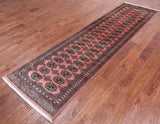 Pink Bokhara Handmade Wool Runner Rug - 2' 8" X 10' 2"