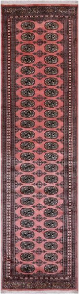 Pink Bokhara Handmade Wool Runner Rug - 2' 8" X 10' 2"